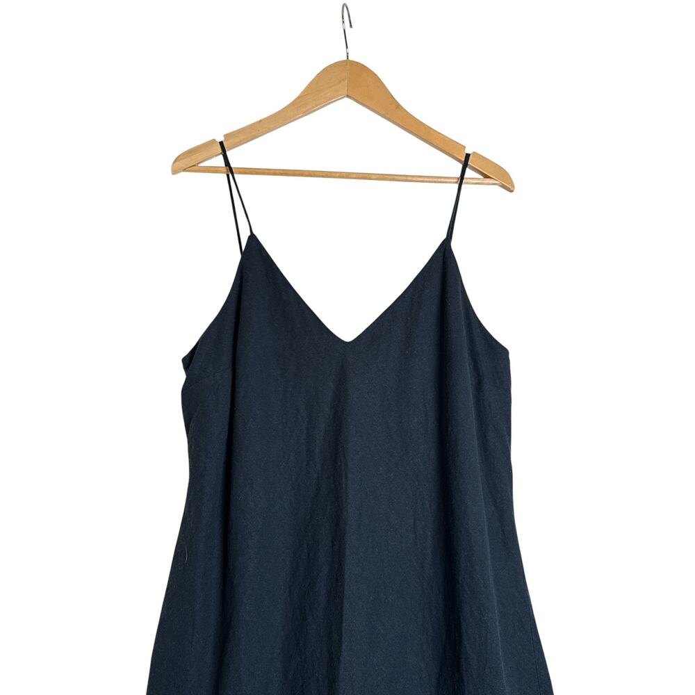 A New Day Black Linen Blend Slip Dress XL Midi Maxi Adjustable Straps - Picture 3 of 8